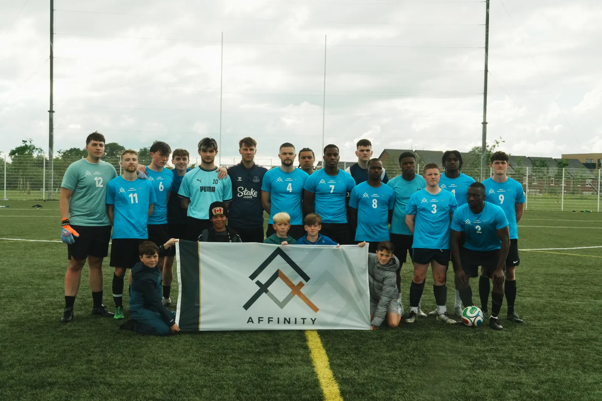Affinity members at a five-a-side football friendly
